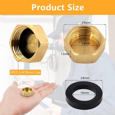 SPHProducts - Messing Blanking Caps - Radiator Stopplug - Inclusief O-ringen - G3/4 Inch - Hoge kwaliteit - Geschikt voor verwarming - Duurzaam