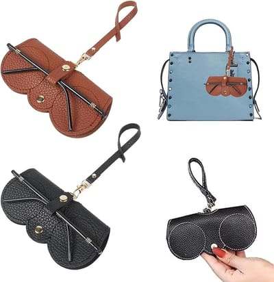Set van 2 Draagbare Zonnebril Tassen van Zacht Leer - Handige Brilhoes voor Mannen en Vrouwen, Perfect voor Reizen en Bescherming