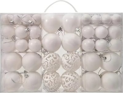 Livano Kerstballen - Kerstversiering - Plastic - Wit - Kerstballenset - 100 stuks