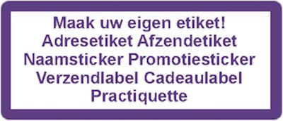 Adressticker - paars - paarse tekst - 250 stuks - 21x48mm - rechthoek - gepersonaliseerd - met eigen tekst
