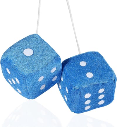 Daity 1 paar - Pluche dobbelsteen autohangers - 7 cm rode pluche autospiegel pluche dobbelstenen - autohanger driedimensionale kubus dobbelstenen (Blauw)