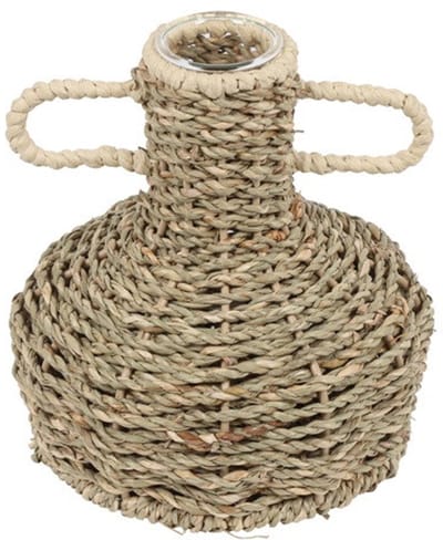 Countryfield Kruikvaasje Naturel 16 cm – Vaasje met Glazen Buisje – Decoratieve Bloemenvaas voor Takjes en Droogbloemen