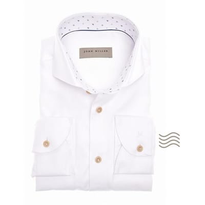 John Miller Overhemd Luxury Cotton Two-Ply Subtle Contrast Wit / male