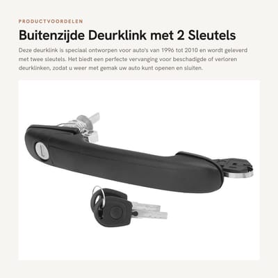 Dailygoods- Deurklink Links - Deurklink met Vergrendeling - Deurklink Zwart - Deurklink met Schild - Deurklink met Sleutels - Gemaakt van Robuust ABS-Materiaal - Deurklinkset