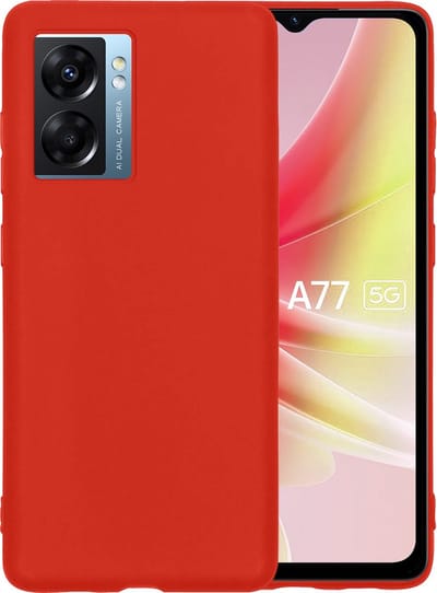 Hoesje - Geschikt voor OPPO A77 - Sterk & Shockproof - Hoes Cover - Siliconen Case - Telefoonhoesjes - Rood
