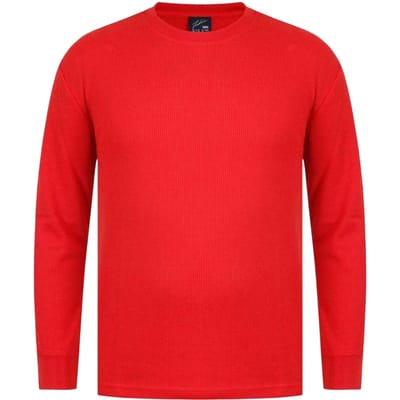 Fabric Heren Wafel T-shirt met lange mouwen (Rood)