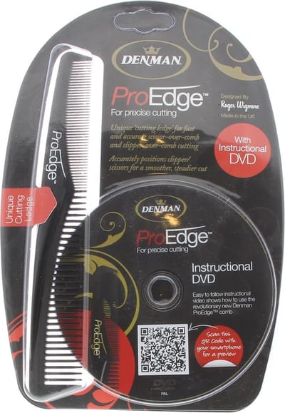 Denman Pro Edge Knipkam Zwart + DVD Kam Ref.DEPE01BLKDVD 1St