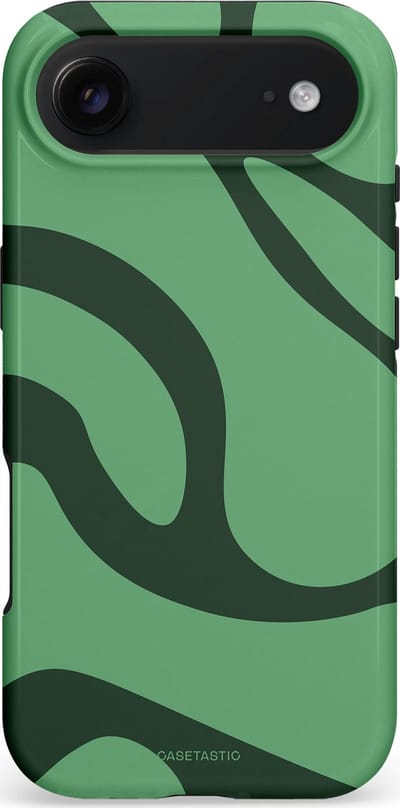 Casetastic hoesje geschikt voor Apple iPhone Air - MagSafe - Dubbellaagse bescherming - Khakigroene Bos Blobs - Fashion Case - Saliegroen Donkergrijs