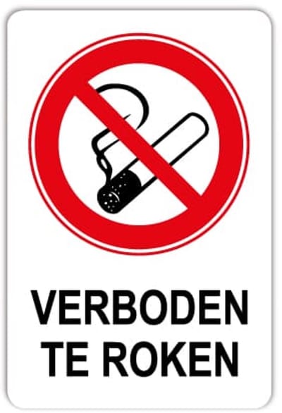 Verboden te roken bord - Weerbestendig Aluminium - 40x60 cm - Bevestiging: Zonder bevestiging (alleen het bord)