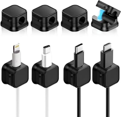 SnelShoppen - 8pcs Kabelclips | Zelfklevende Magnetische Kabelhouders voor USB, HDMI, Audio, PC, Telefoon | Ideaal voor Thuis & Kantoor (Zwart)