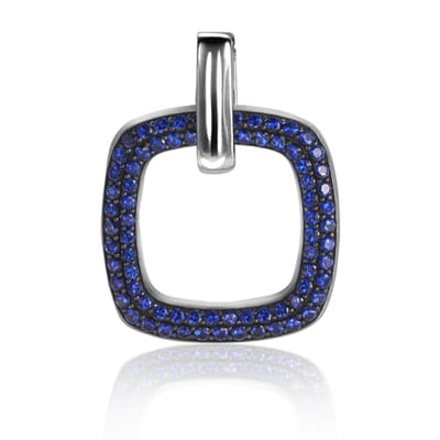 Zinzi zilveren vierkante hanger blauw ZIH1159B