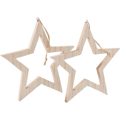 VBS Houten decoratieve hanger "Sterren", set van 2