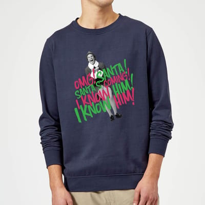 Elf Santa! I Know Him! Christmas Jumper - Navy - XL