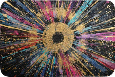 WC mat 90x60 cm - Antislip - Explosie - Goud - Kleurrijk - Abstract - Toiletmat - Vloermat - Douchemat - Toilet tapijt - Toiletmatten