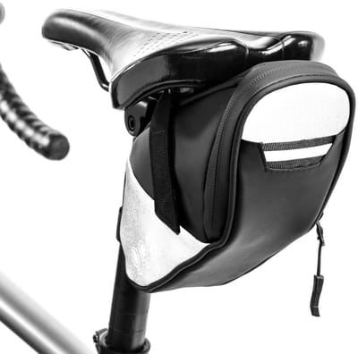 GELLDG Fietszadeltas - Reflecterende fietszadeltas - Waterdichte achtertas - Multifunctionele zadeltas - Scheurvast - Bovenbuistas voor mountainbike/racefiets - Zwart