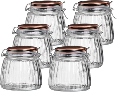 Urban Living Weckpot/inmaakpot - 10x - 1L - glas - met beugelsluiting - koperen deksel