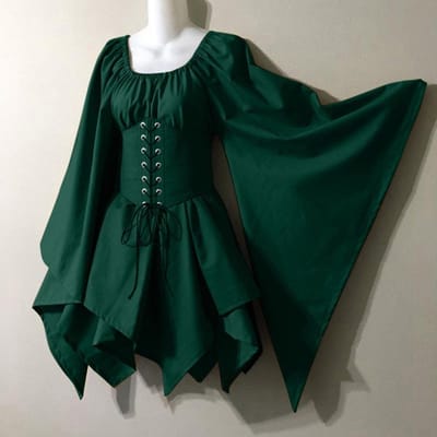 Damesmode Vintage Gotisch Lange Mouw Middeleeuws Europa 18e Jurk 3XL black
