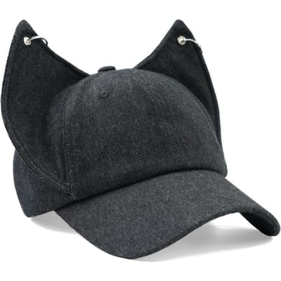 Casquette de Baseball Cowboy Oreilles de Renard Mignonnes Boucle Métallique Respirante Chapeau Hip Hop Y2K Chapeau de Soleil Réglable Femme black
