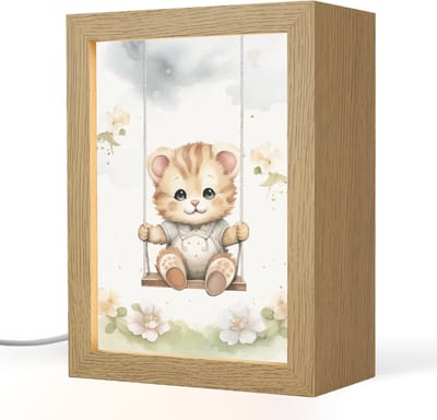Nachtlampje 15x20 cm - Kinder lampje - Poes - Baby - Dier - Kinderen - Tafellamp kinderkamer - Slaapkamer lamp - Bedlamp kinderen - Kinderlampje stopcontact - Wandlamp babykamer - Nachtlampjes