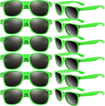 Zonnebrillen in een verpakking van 12 stuks Geschikt voor schoolfeesten, zonnebrillen in bulk Geschikt voor verjaardagsfeesten, strand- en zwembadfeesten (groen)
