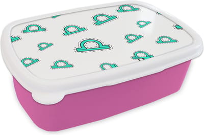 Broodtrommel Roze - Lunchbox - Brooddoos - Weegschaal - Zodiac - Astrologie - 18x12x6 cm - Kinderen - Meisje