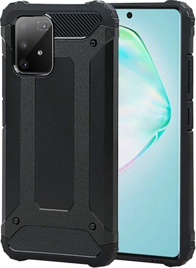 oTronica Hoesje Geschikt Voor Samsung Galaxy A91/ S10Lite hoesje - Extra Stevige Rugged Armor Hoesje - Shockproof Case - Zwart