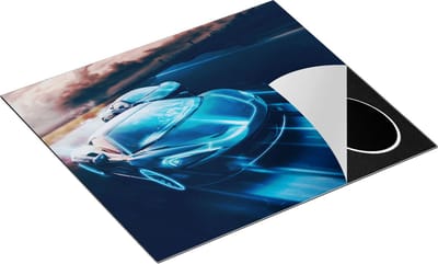 Chefcare Inductie Beschermer Twee Raceauto's - Abstract - 60x50 cm - Afdekplaat Inductie - Kookplaat Beschermer - Inductie Mat