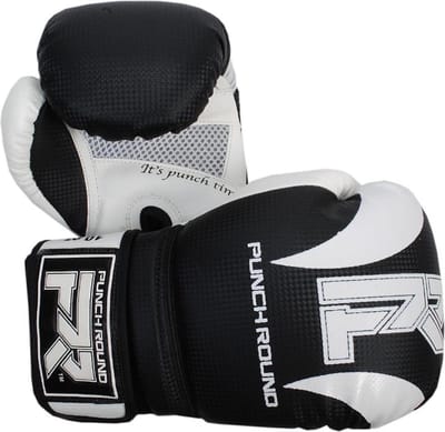 Punch Round Bokshandschoenen SLAM Mat Carbon Zwart Wit