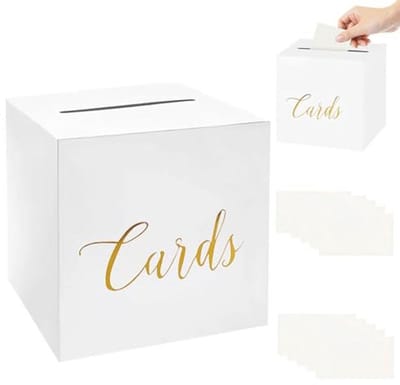 Witte trouwkaartendoos met 10 kaarten voor bruiloften en evenementen