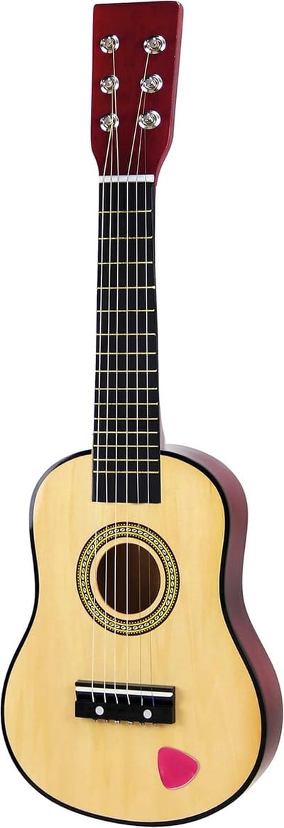 Houten Kinderspeelgoed Gitaar 23 cm Hoogte Kleurrijk Muziekinstrument