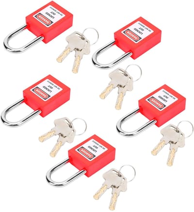 Dailygoody - Isolatie Lockout Sleutels - Nylon PA Hangsloten - Rood - Veiligheidsaccessoires - Ideaal voor Logistiek en Energie - 5 Sets