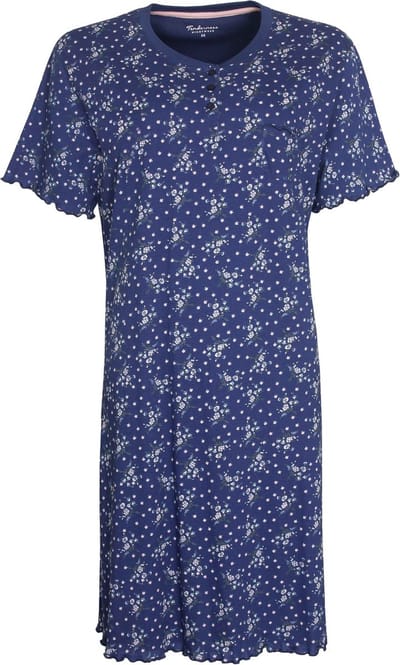Tenderness Dames Nachthemd - 100% Katoen - Donker Blauw - Maat S