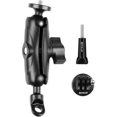 PULUZ PU702B support de montage de rétroviseur de moto support de caméra de sport de moto 1/4 pouces noir