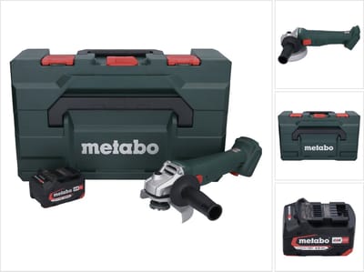 Metabo W 18 L 9-125 accu haakse slijper 18 V 125 mm + 1x accu 4,0 Ah + metaBOX - zonder oplader