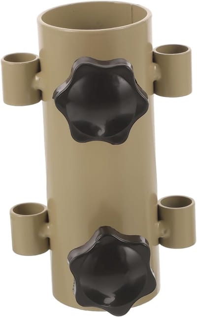 Stabilisatoren voor luifelstokken - Dubbele tentstokken - Metaal - Bevestigingspunten voor tentstokken voor buitenkampeerzeil - Tentstokken voor camping - Paalverstelbasis - 10×3.7cm - Khaki