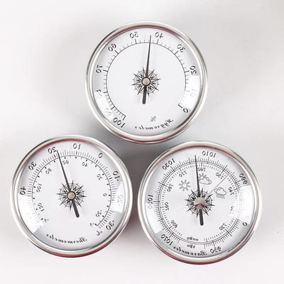 Barometer Thermometer Hygrometer - Weerstation Meetinstrument - Weersvoorspelling Buiten - 3-in-1 Functie - 72mm Diameter - Goud