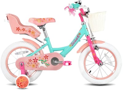Collox Kinderfiets meisjes - 12 inch - 2 tot 4 jaar - Inclusief mandje, slingers en poppenzitje en afneembare zijwieltjes - Roze