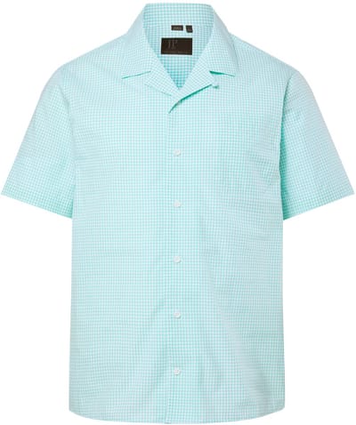 JP 1880 - Heren - JP 1880 geruit overhemd korte mouwen Cubaanse kraag tot 8XL - Jadegroen - Maat L