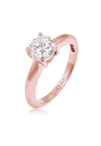 Elli - Ring - Dames Eenzaam Klassiek met Zirkonia Kristal in 925 sterling zilver - Dames