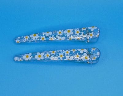 Duckklem met bloemenprint blauw