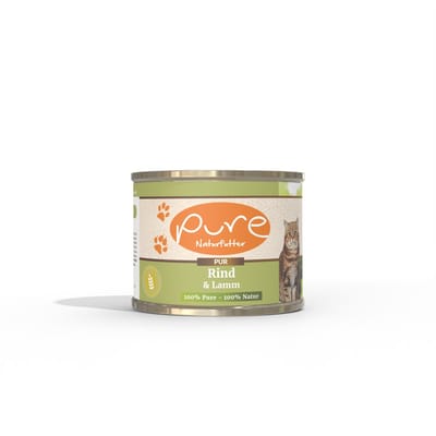 Pure -Kattennatvoer Rund & Lam – Natuurlijk Voer met 68% Vers Vlees – Graanvrij & Zonder Additieven – 6x195gr