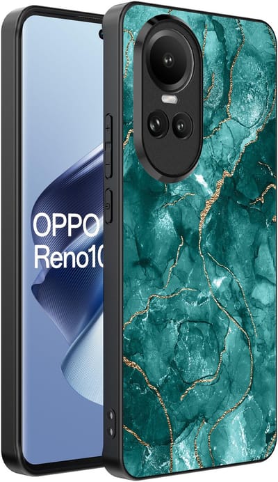 Smartphonica Telefoonhoesje Geschikt voor Oppo Reno 10 / 10 Pro met marmer opdruk - TPU backcover case marble design - Goud Groen geschikt voor Oppo Reno 10;Oppo Reno 10 Pro