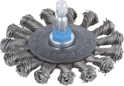 wolfcraft - Staaldraad Schijfborstel voor Boormachine gevlochten - HEX Staalborstel 75mm - 2119000