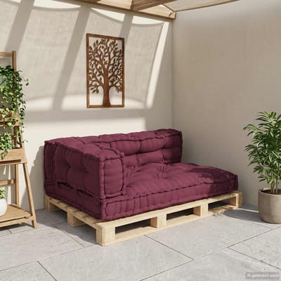 vidaXL - Pallet - Sofa - Kussen - 3 - st - Stof - Bordeaux - 120 - x - 80 - x - 38 - cm