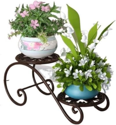 Bloemenstandaard - Plantenrek Metaal - Planten Presenteren - Stabiel Metalen Frame - 45x22x20cm - Rood