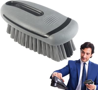 Auto detailborstel - Reinigingsborstel interieur - Auto schoonmaken - Ergonomische grip - 15 x 5 x 10 cm - Grijs
