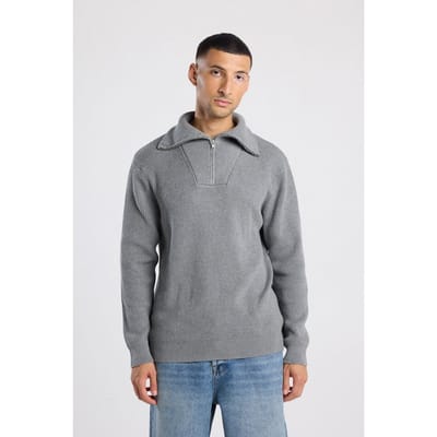 America Today Kent Halfzip Dark Grey Melange Maat: XS | Sweaters Outlet | Heren | Grijs