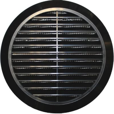 Ventilatierooster Rond 100-150 mm met Insectennet - Zwart Kunststof
