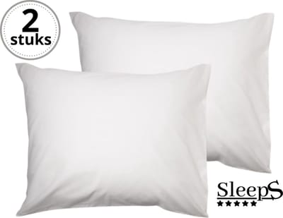 Sleeps - Kussenslopen - Set van 2 Stuks - Ivoor - 60x70cm - 100% Hoogwaardige 20A Katoen - Zacht Katoen - Strijkvrij -