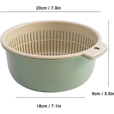Panier à légumes double couche, égouttoir à fruits, panier de cuisine pour le ménage Large 20x18x19 cm vert